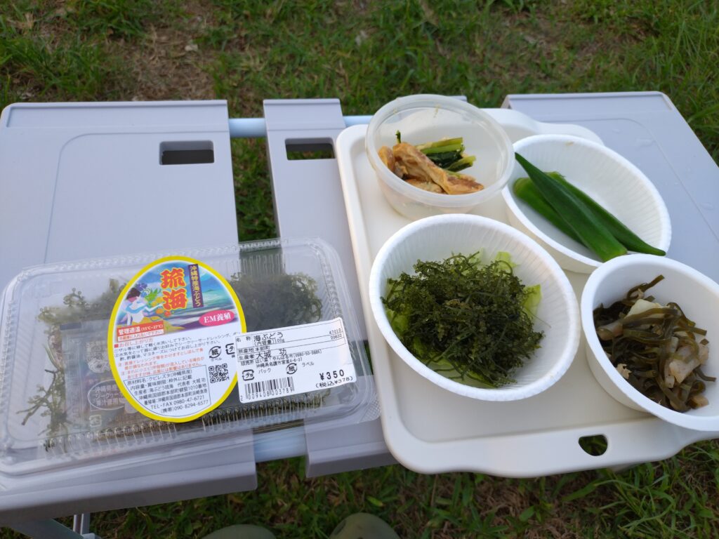 夕食で海ブドウ